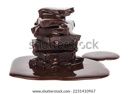 Chocolate isolated on white background. Detail for design. Design elements. Macro. Full focus. Background for business cards, postcards and posters. Food object design. 