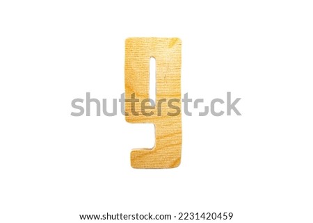 wooden figure number nine with shadow isolated on white background