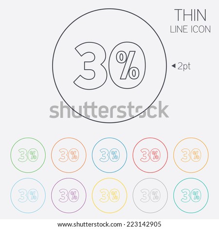 30 percent discount sign icon. Sale symbol. Special offer label. Thin line circle web icons with outline. Vector