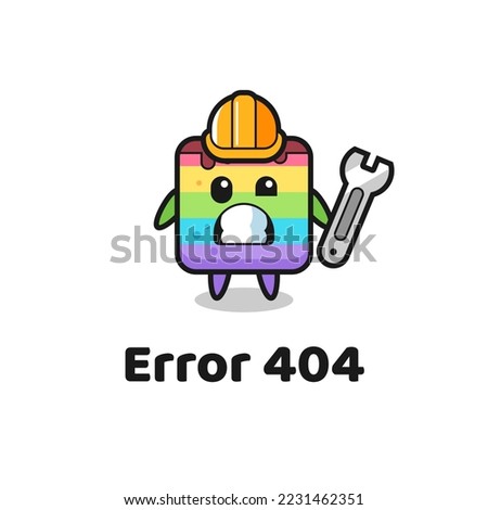 error 404 with the cute rainbow cake mascot , cute style design for t shirt, sticker, logo element