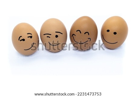 Four eggs with positive moods