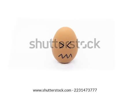 Worried egg on white background