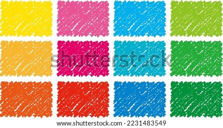 Hand drawn crayon touch Cute square frame in vivid color Royalty-Free Stock Photo #2231483549