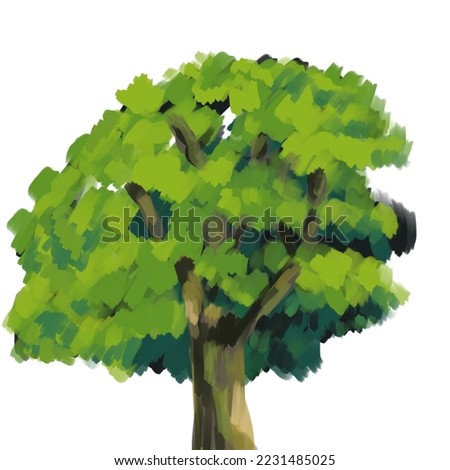 tree with leaves. big tree art illustration.Plant park isolated background