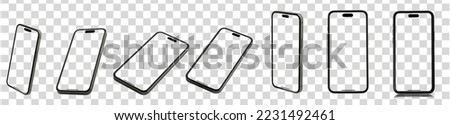 Mockup smart phone 15 generation vector and screen Transparent and Clipping Path isolated for Infographic Business web site design app but  Royalty-Free Stock Photo #2231492461
