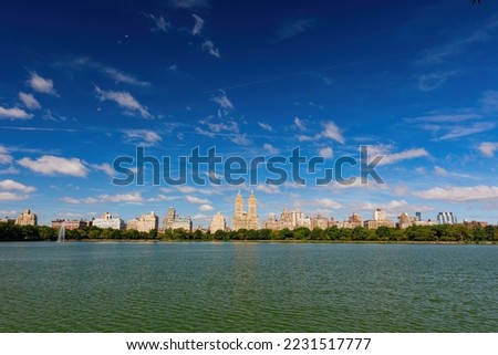 Sunny view of beautiful landscape in Central Park at New York City