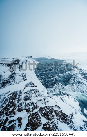 Gullfoss waterfall view and winter Lanscape picture in the winter season, Gullfoss is one of the most popular waterfalls in Iceland and tourist attractions