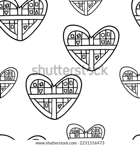 Seamless pattern Doodle box of chocolates in the shape of a heart