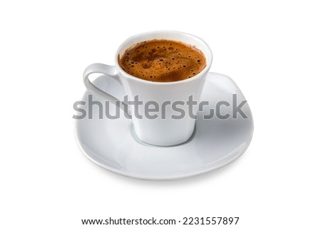 Turkish coffee in classic coffee cup on an isolated white background Royalty-Free Stock Photo #2231557897
