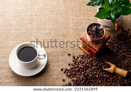 Coffee image using coffee cup and coffee tree