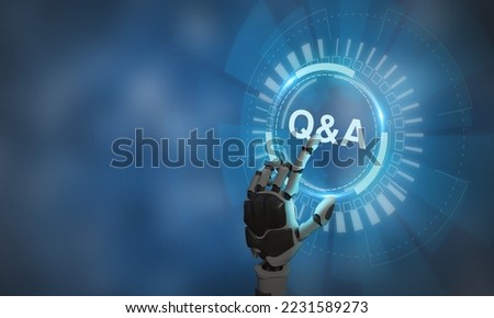 Q and A - an abbreviation on smart background. Chatbot technology concept. Artificial intelligence (AI) applications and innovation. Frequently asked questions in websites, social networks, business. Royalty-Free Stock Photo #2231589273