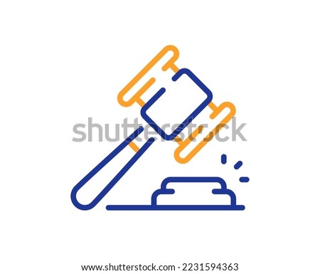Auction hammer line icon. Bid offer sign. Lot was sold symbol. Colorful thin line outline concept. Linear style auction hammer icon. Editable stroke. Vector Royalty-Free Stock Photo #2231594363