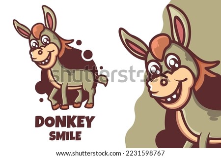 cute donkey cartoon mascot character cute animal happy concept isolated 