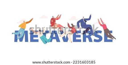 Metaverse Concept. People Wear Vr Glasses And Headset Connected To Virtual Reality Space. Characters Immersion Into Cyberspace Digital Platform Poster, Banner or Flyer. Cartoon Vector Illustration