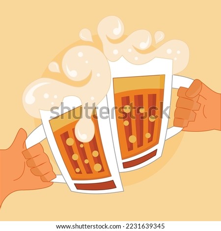 beer cheers flat vector illustration