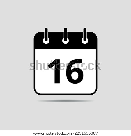 Simple flat icon of specific day calendar, appointment date set 16.