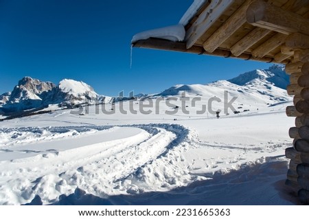 the Seiseralm in the Dolomites in Italy at wintertime