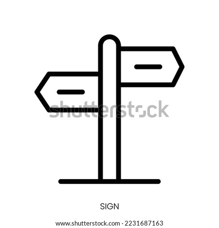 sign icon. Line Art Style Design Isolated On White Background