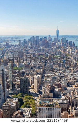Aerial view of New York City cityscape at New York
