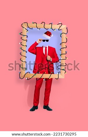 Creative photo 3d collage postcard poster brochure picture of weird strange unknown personage without face isolated on painting background