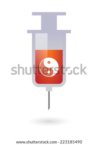 Illustration of an isolated syringe with a ying yang
