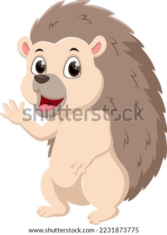 Cartoon happy hedgehog isolated on white background