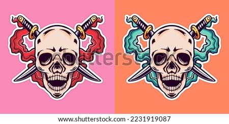 Hand drawn cool skull stickers