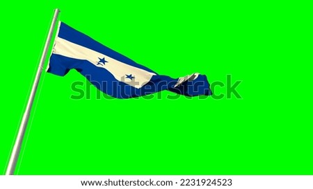 Waving glorious flag of Honduras on green screen, isolated - object 3D illustration