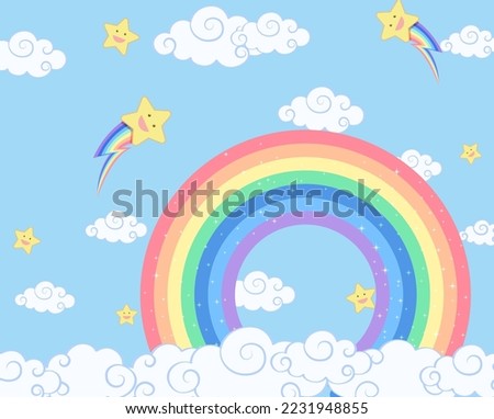 Cute pastel rainbow background illustration