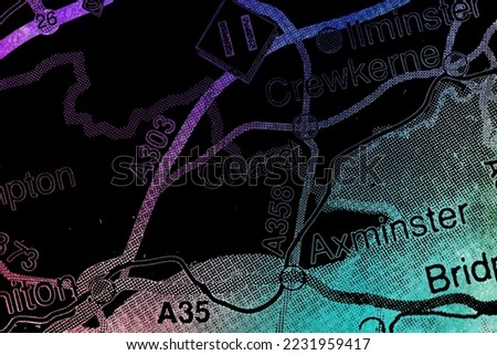 Chard, United Kingdom atlas map town name - watercolour