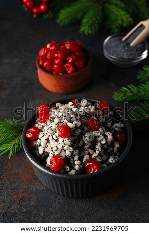 Concept of tasty Orthodox Christmas food, Kutya