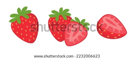 Strawberry vector. Sweet red fruit cut in half for a refreshing summer juice. Royalty-Free Stock Photo #2232006623
