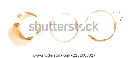 Coffee Stain Isolated, Coffe Wet Stamp, Mug Bottom Round Mark, Spilled Coffee Circle Stain Texture Set on White Background