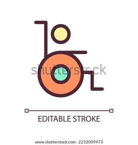Person with disability pixel perfect RGB color ui icon. Inclusion program. Simple filled line element. GUI, UX design for mobile app. Vector isolated pictogram. Editable stroke. Arial font used