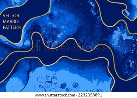 Dark Blue Waves and Swirls with Golden Layers Vector Artwork Texture.