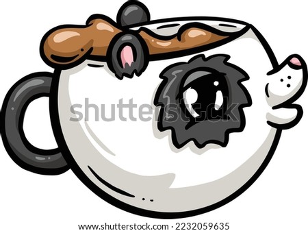 Cute Childs Coffee Cup Design Illustration in the Shape of a Panda