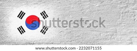Flag of South Korea. Flag is painted on a cement wall. Cement background. Plastered surface. Copy space. Textured creative background