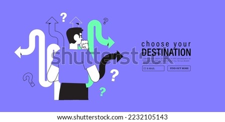 Business decision making, career path, work direction or choose the right way to success concept, confusing man or student looking at crossroad sign with question mark and think which way to go. Royalty-Free Stock Photo #2232105143