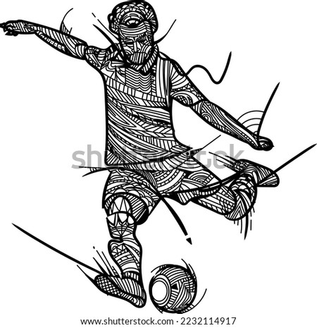soccer football intricate style zentangle color book illustration