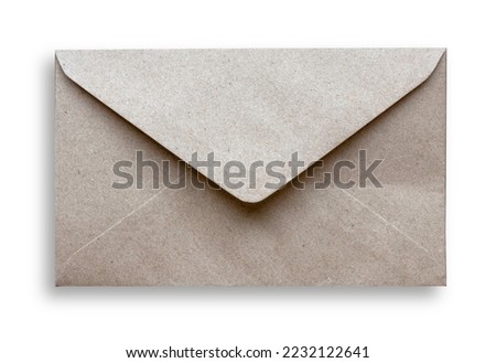 Brown craft closed envelope isolated on a white background.