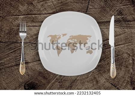 Classic world map in white plate