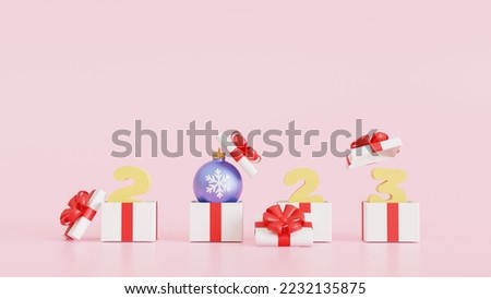Happy New Year 2023. gifts box number sign 2023. Xmas sale present. Holiday, Holiday gift