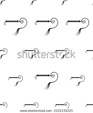 Whip Icon Seamless Pattern, Leather Traditional Tool Used To Strike Animals, People To Control, Punish Vector Art Illustration