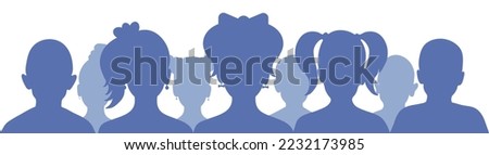 Group of children, silhouette. Vector illustration