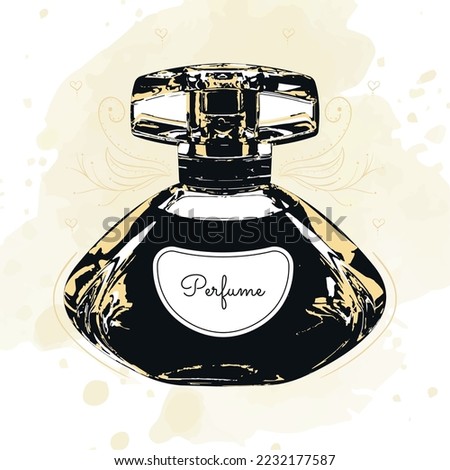 Isolated retro perfume bottle sketch icon Vector illustration