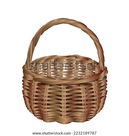 Beautiful wicker basket on white background