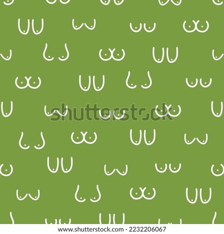 Green seamless pattern with women breast