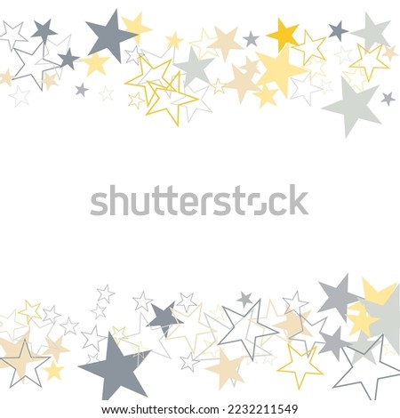 sparkling silver and gold stars corners background, golden christmas lights confetti falling. de-focused