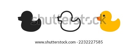 Rubber duck icon on white background. Yellow duckling. Children's bath toy sign. Symbol of bird, farm animal. Colored flat design. Vector illustration.
 Royalty-Free Stock Photo #2232227585