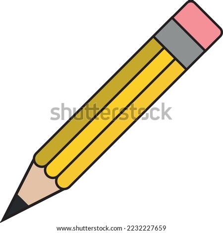 Professional yellow pencil drawing with eraser on a white background